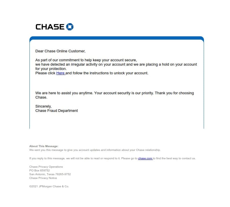 Chase letter